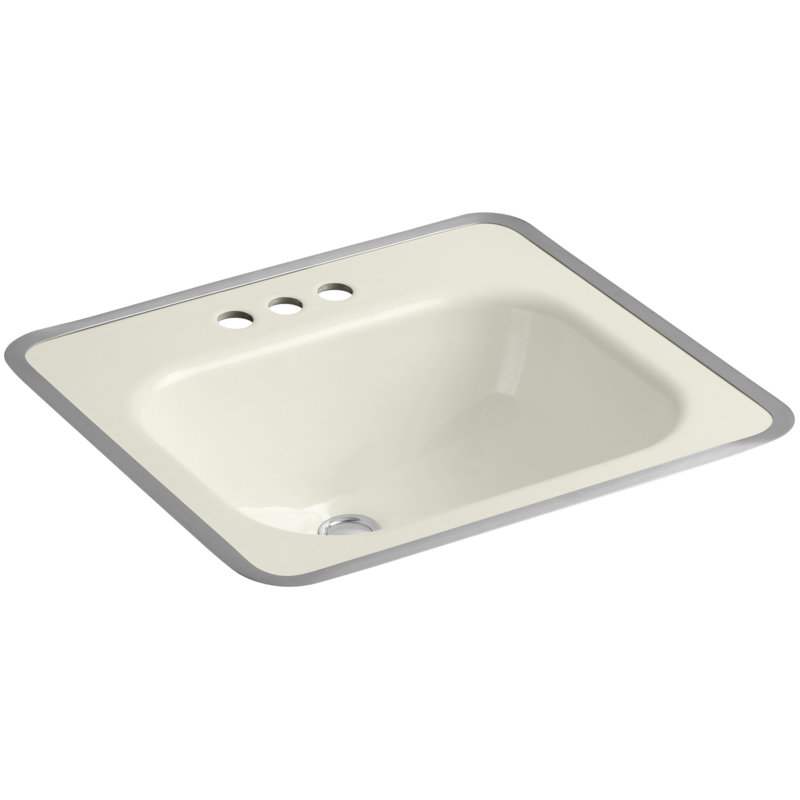 Tahoe Metal Rectangular Drop-In Bathroom Sink with Overflow, Biscuit