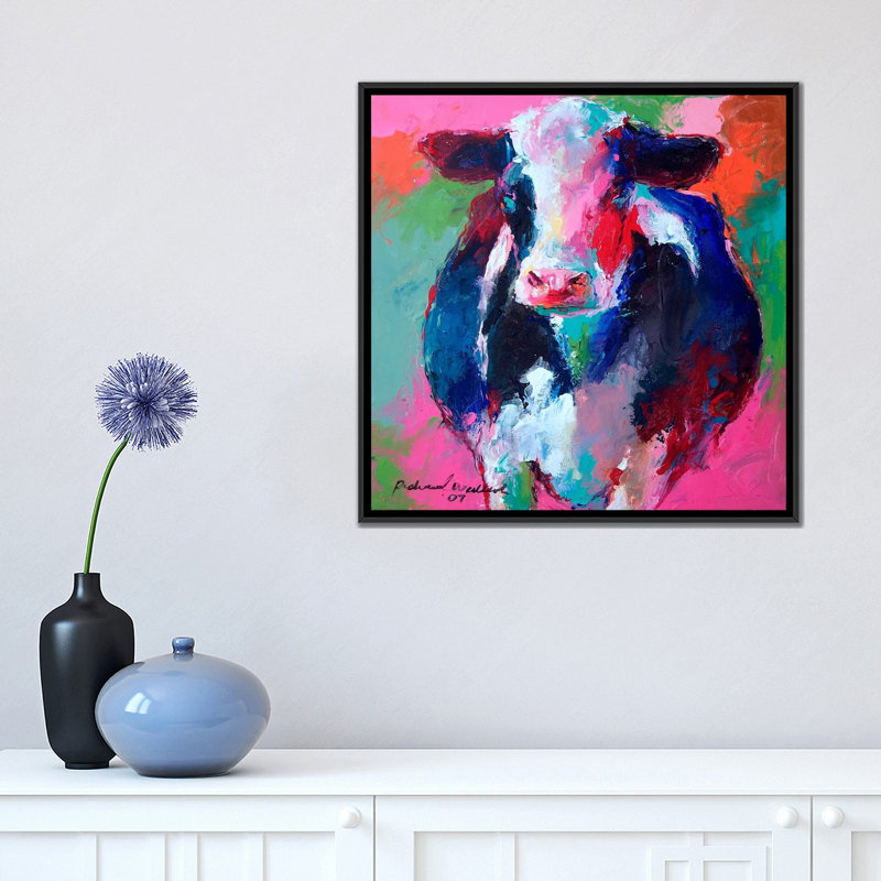 «Cow II», impression sur toile, H 37 po x l 37 po x P 1,5 po, Toile avec cadre noir, Pas de tapis