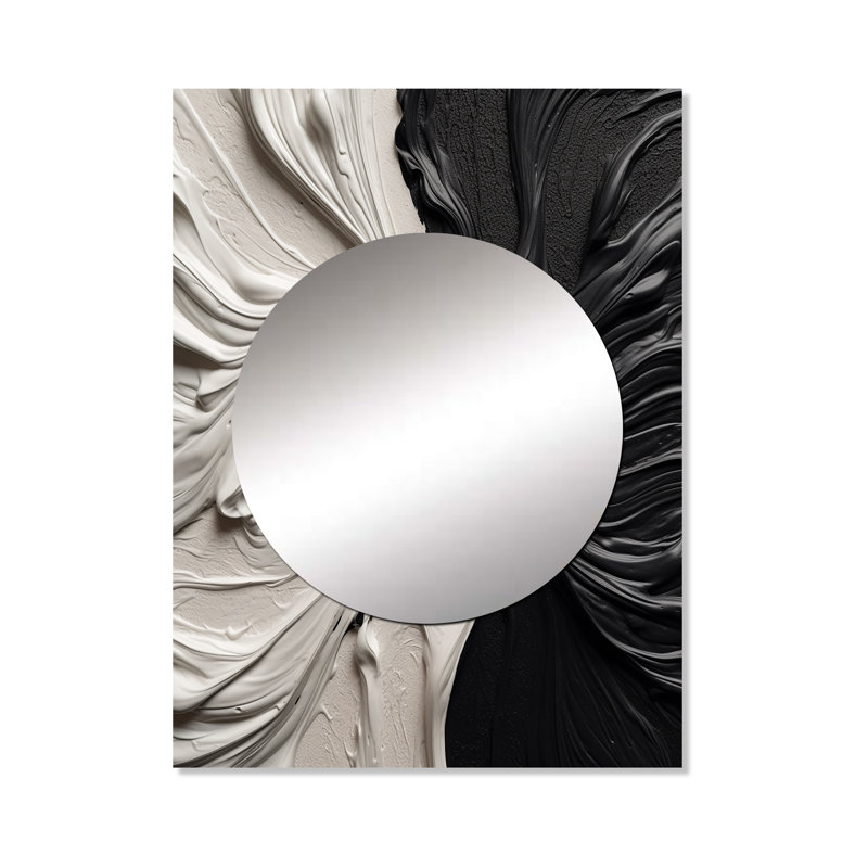 Tallarook noir blanc marbré Dreamscape III - miroir mural géométrique, miroir décoratif moderne, impression d'art en métal
