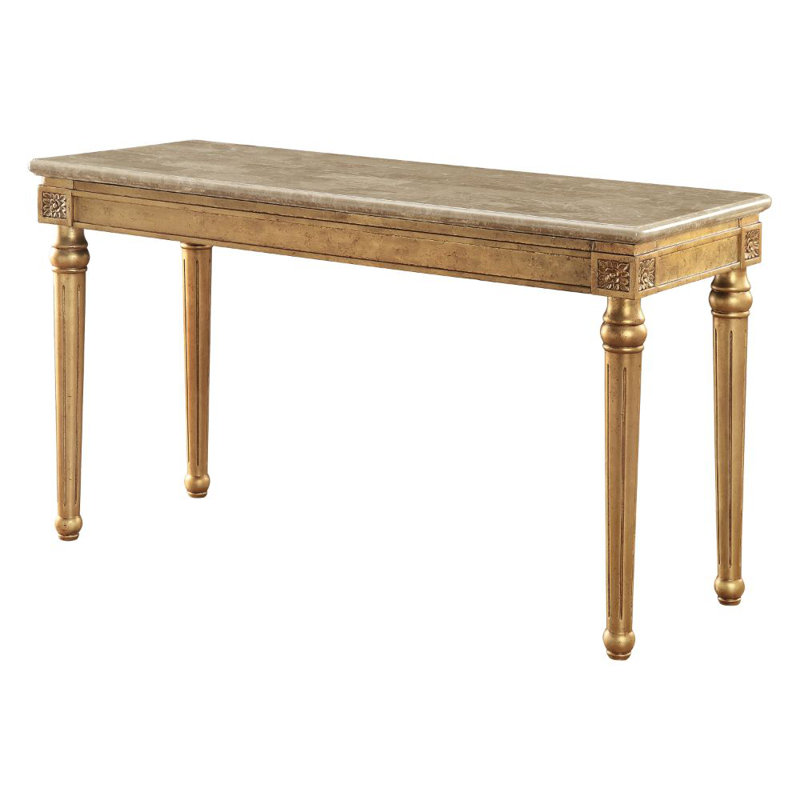 Table de canapé ACME Daesha, plateau en marbre naturel et or antique