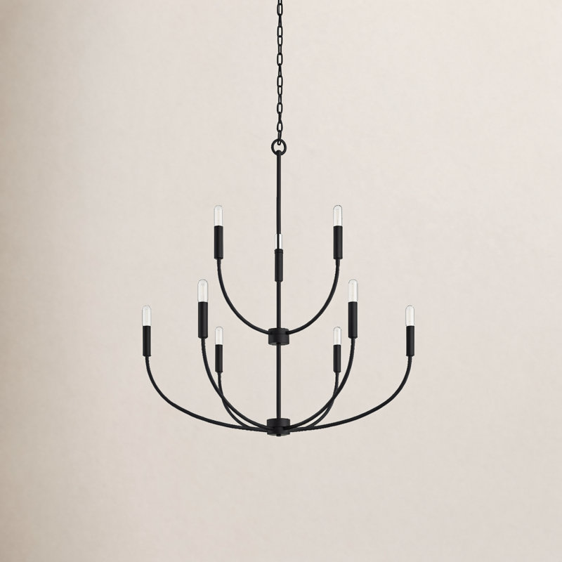 Kendrey 9-Light Dimmable Metal Chandelier, Midnight Black