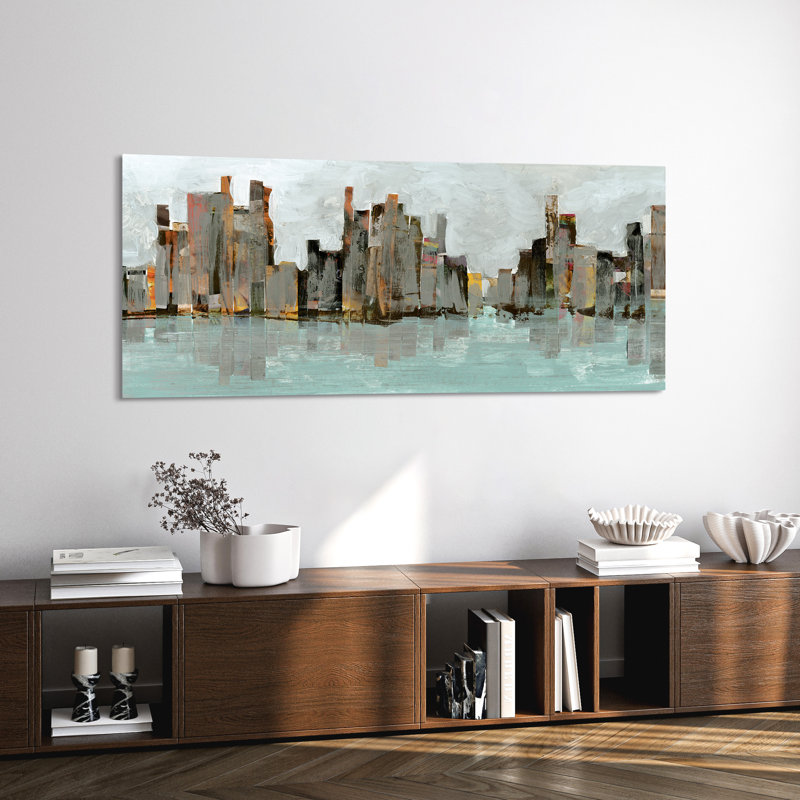 «Second City Abstract Chicago Skyline», impression sans cadre sur verre