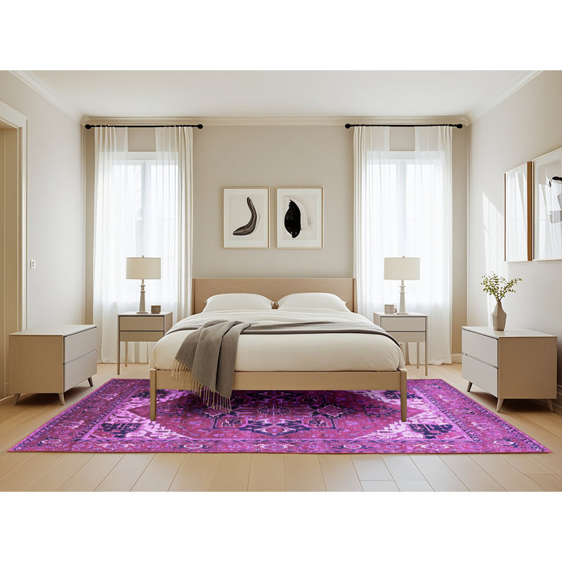 Tapis mauve Mid-Century 2037, Rectangle de 5 pi x 8 pi