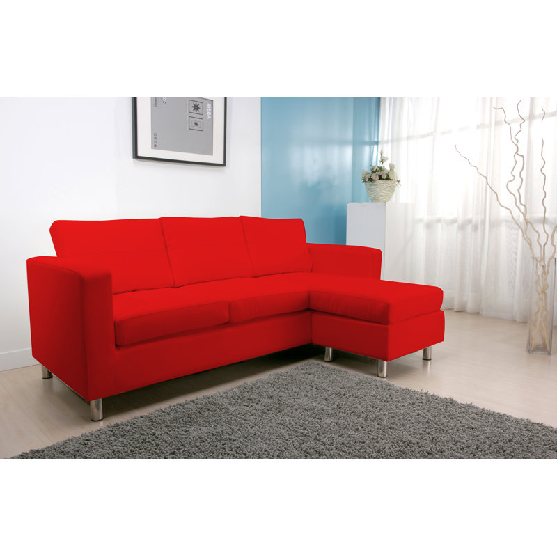 Faux Leather L-Shaped Sectional Reversible, White Faux Leather