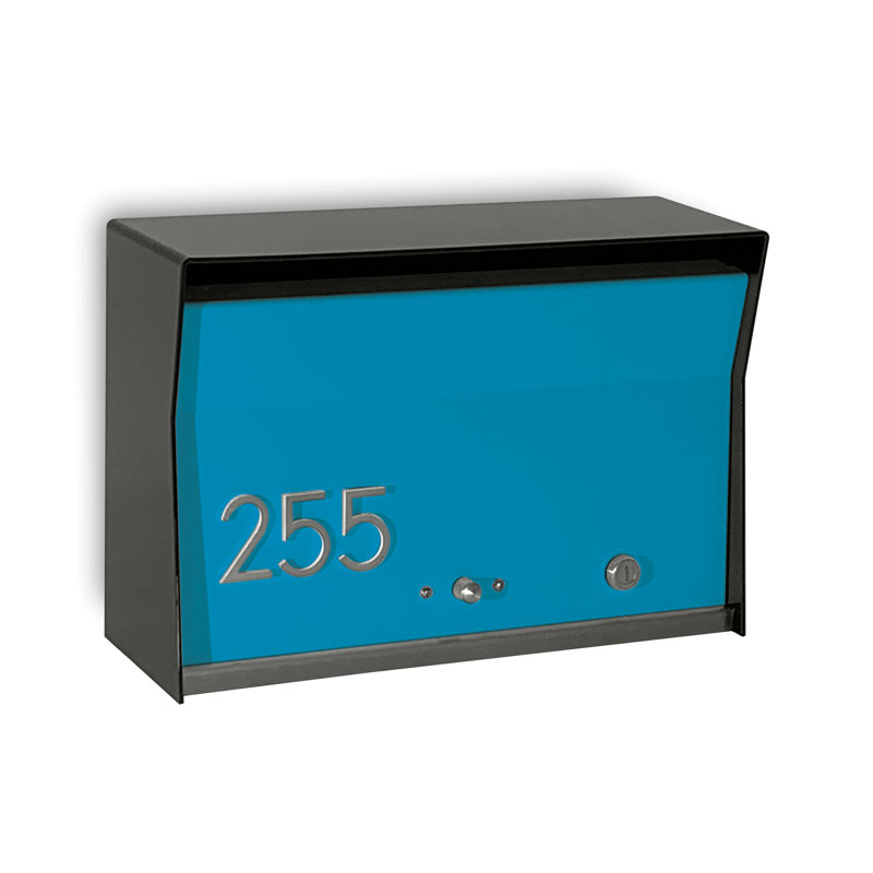 Boîte aux lettres murale verrouillable RetroBox, Noir/turquoise, Oui