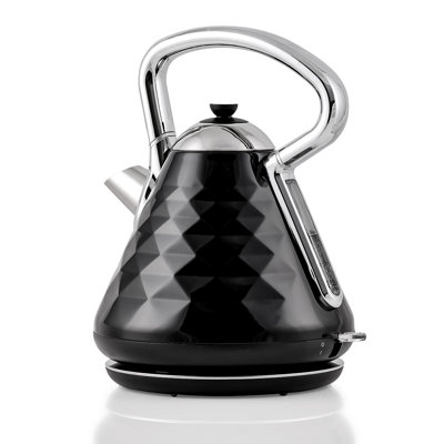 OVENTE 1.7L Electric Kettle, 1500W Stainless Steel Fast Boiling Water Heater for Coffee or Tea with Auto Shut-Off, Boil-Dry Protection, Cool-Touch Handle and Illuminated Power Switch, Black KS755B