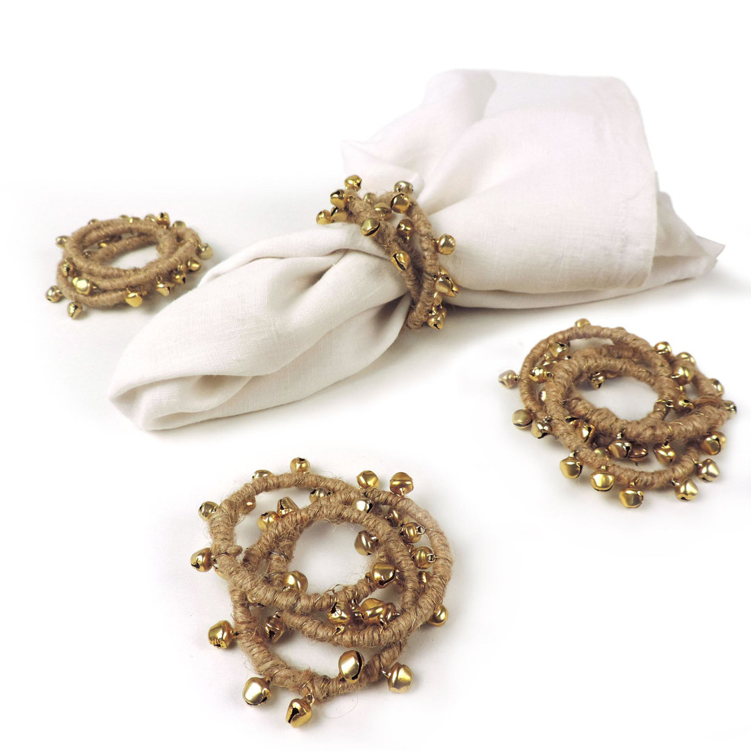 With Bells on Jute Napkin Ring (Set of 4) Mercer41 
