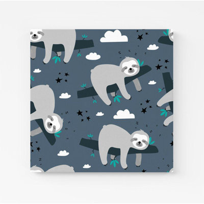 SLEEPING SLOTH PATTERN - Wrapped Canvas Print