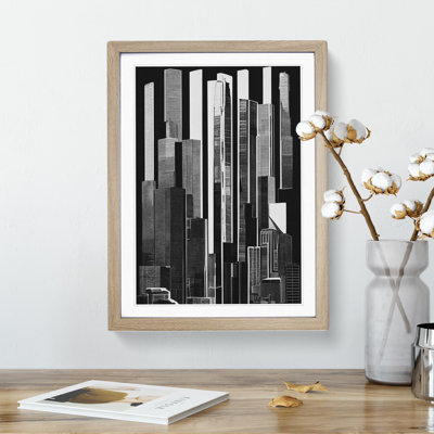 Monochrome City Skyline Abstract No.4 - Wall Art