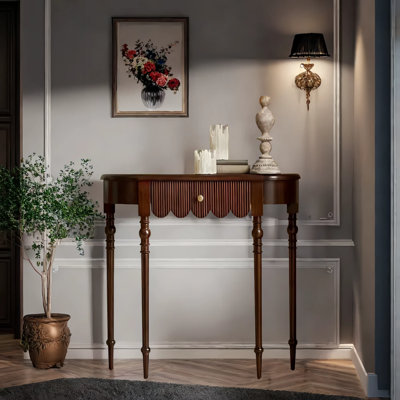Solid Wood Semi-Circle Entryway Console Cabinet