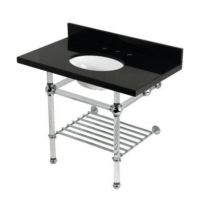 Lavabo de salle de bain console ovale en granite avec trop-plein 29,19 po Kingston