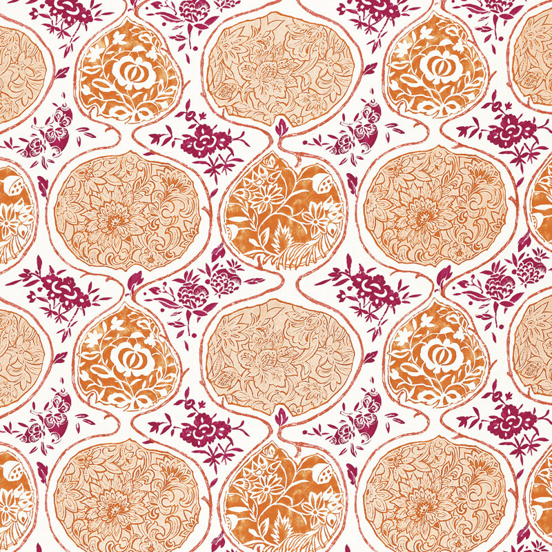 Katsugi Fabric, Tangerine/Berry