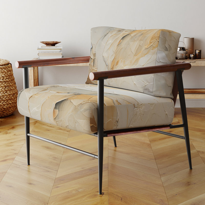 Fauteuil d'appoint rembourré beige et doré Glacier Stone Simplicity II, Noir
