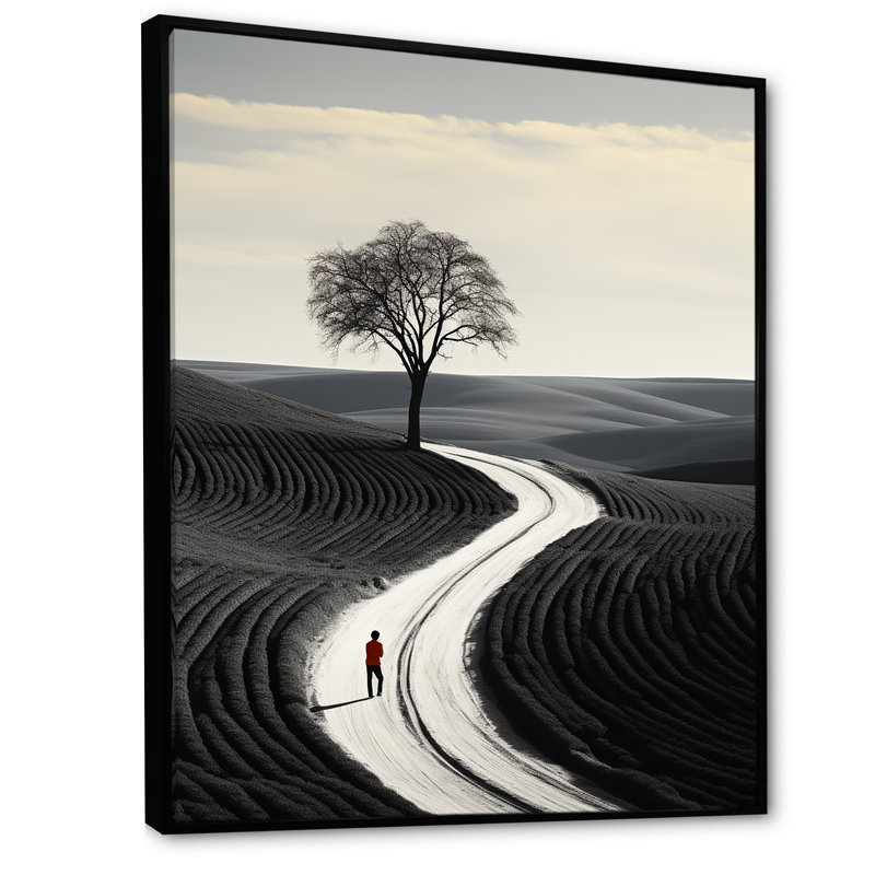 «Wind Turbines Minimalisme Scenery I» sur toile, Cadre flottant noir, H 32 po x l 16 po
