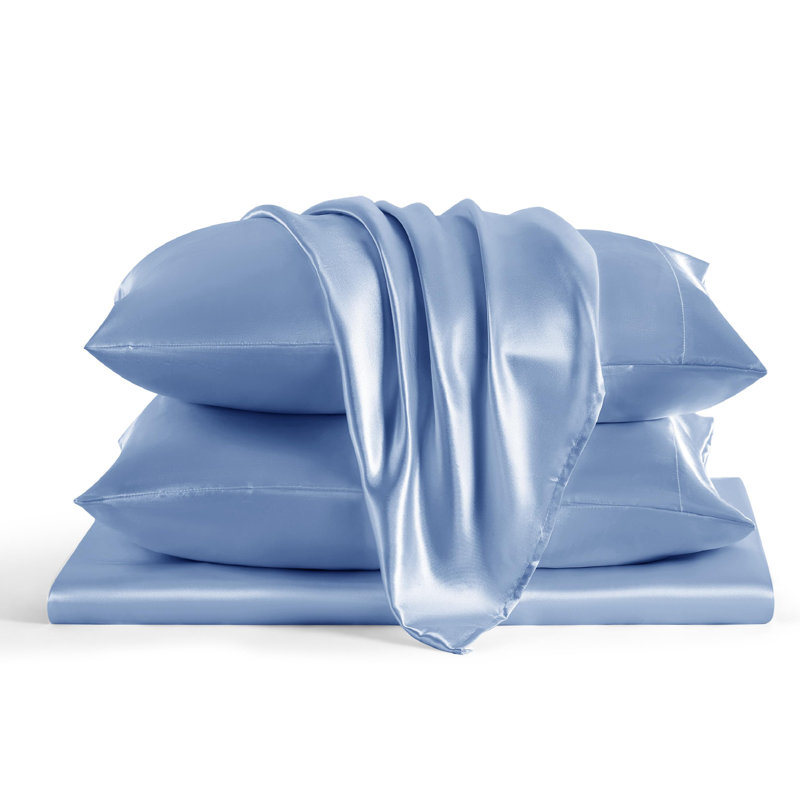 Bedsure Luxury Satin Sheet Set - Ultra Soft 4-Piece Bed Sheets, Wrinkle Free, Non-Fading, Queen, Petunia