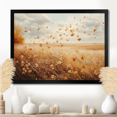 Inciarrano Windy Meadow Prairie Leaves II - feuilles, art mural pour le salon
