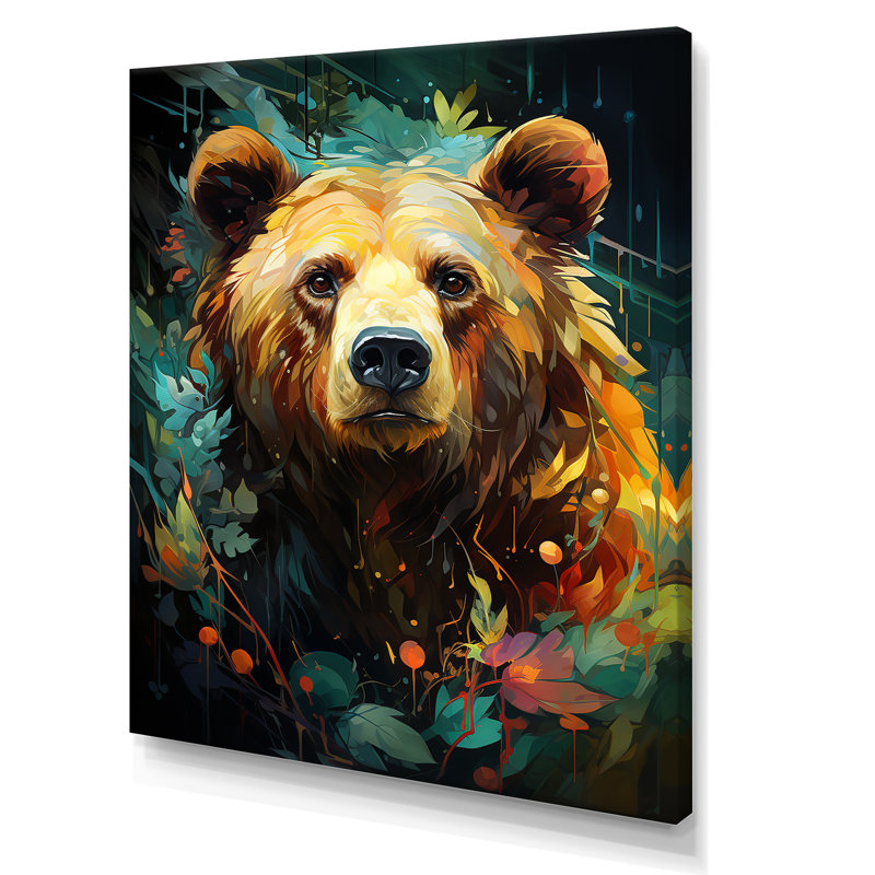 «Expressionist Grizzly Bear Vigor» sur toile, H 32 po x l 24 po x P 1 po, Toile tendue