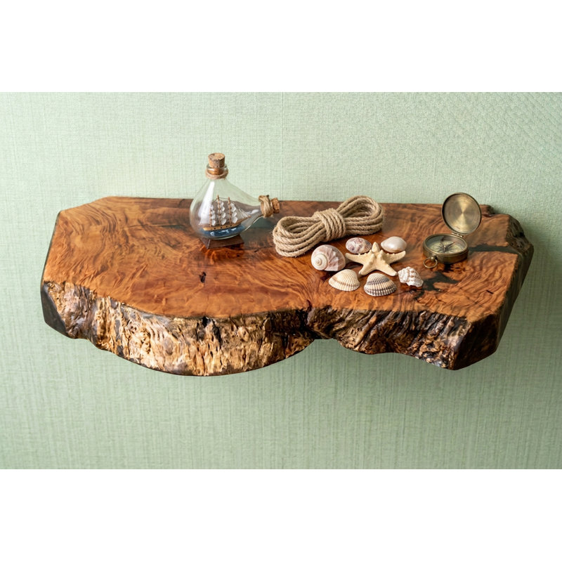 Small Unique Curly Maple Live Edge Wood Shelf