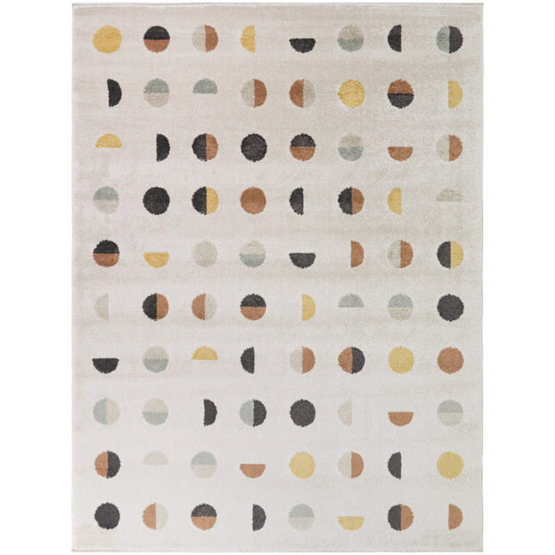 Waning Copper/Yellow Geometric Dots Area Rug, Copper/Yellow, 7'10" x 10'