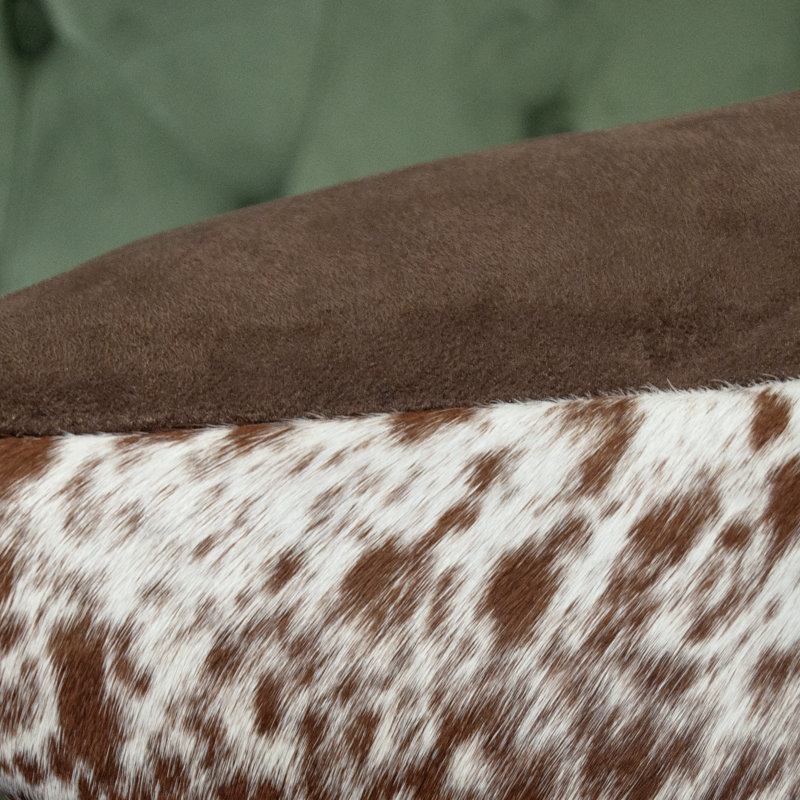 Coussin décoratif en peau de vache authentique Thomas Collection® - brun rougeâtre et blanc