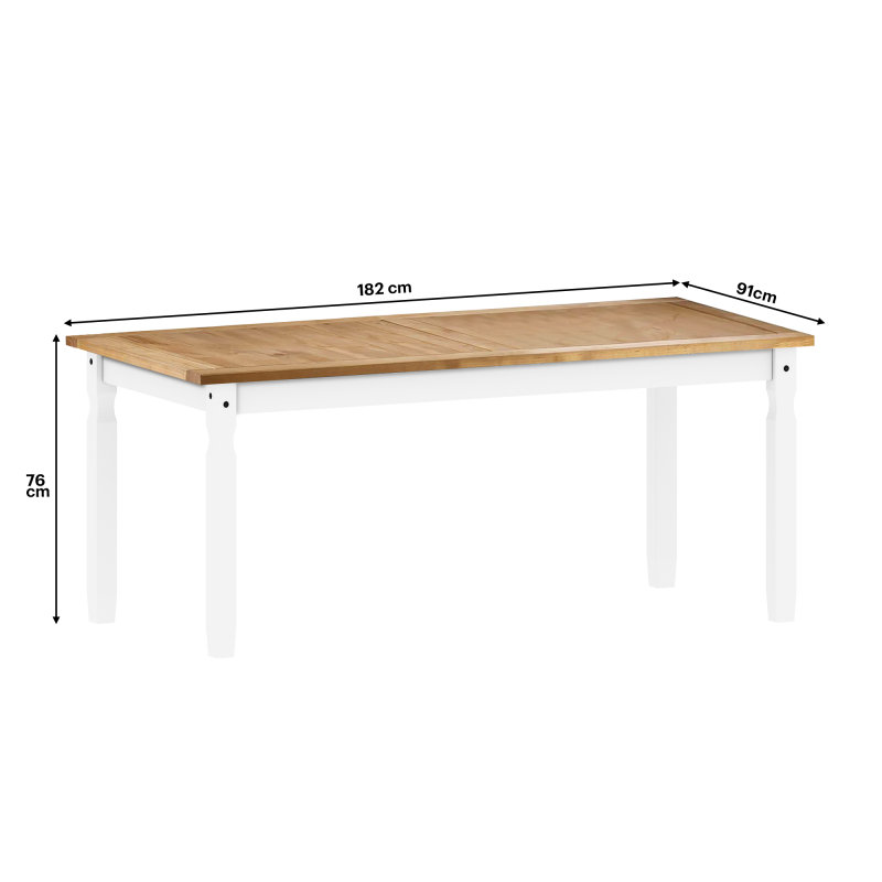 Pine Solid Wood Dining Table, White