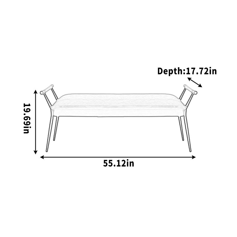 Fauteuil Bench, H 19,69 po x l 55,12 po x P 17,72 po