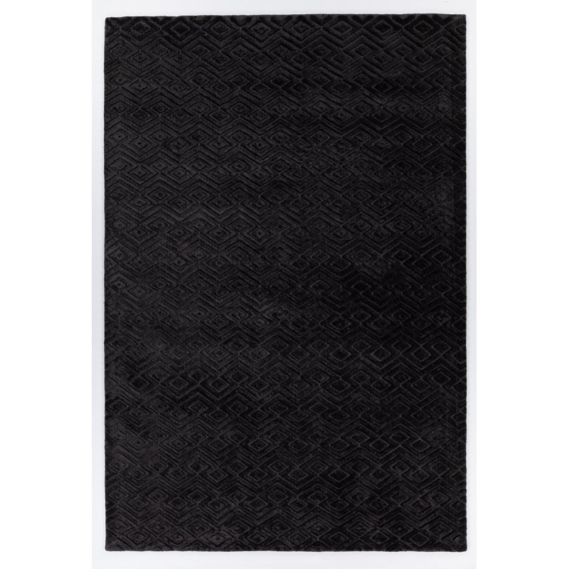 Tapis tissé à la main noir Kaelynn, Rectangle 5 pi x 7 pi 6 po