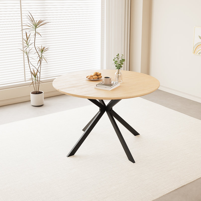 46.5" Wood Round Dining Table, Ivory