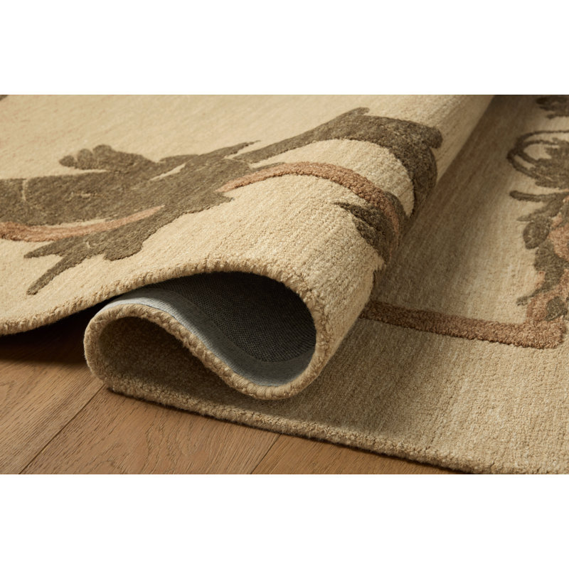 Tapis naturel / olive Brigette Romanek Romi, Rectangle 7 pi 9 po x 9 pi 9 po