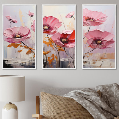 Vivid Poppy Minimalism Moments - Poppies Canvas Art Set