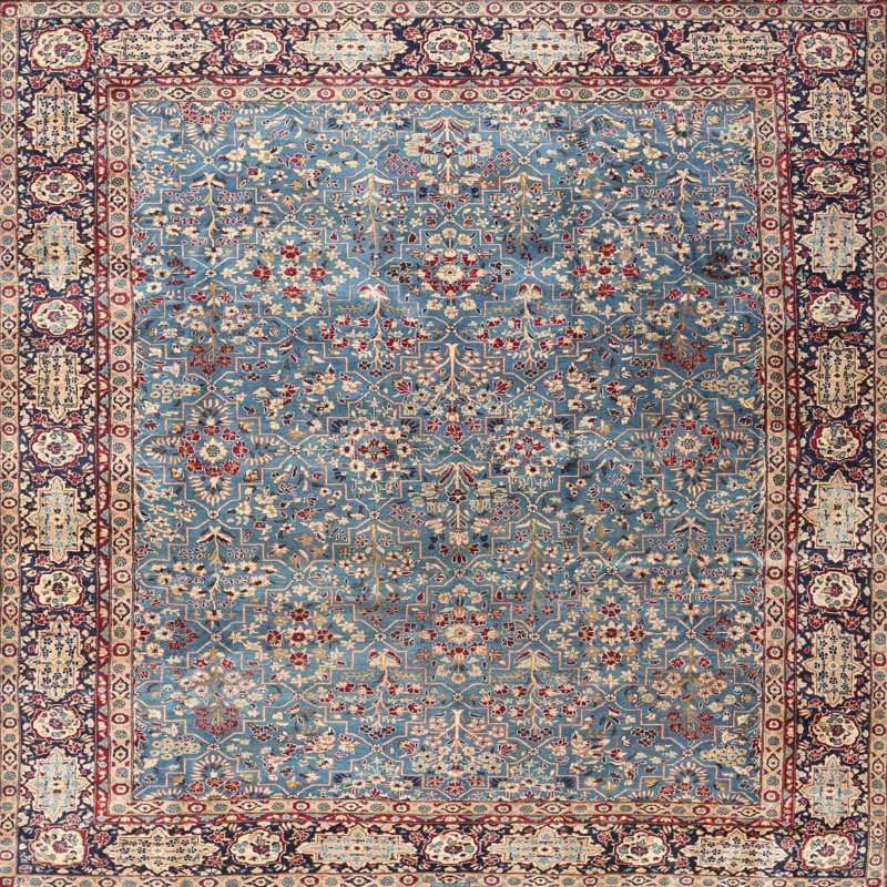Tapis oriental beige / bleu / brun, Rond 5 pi