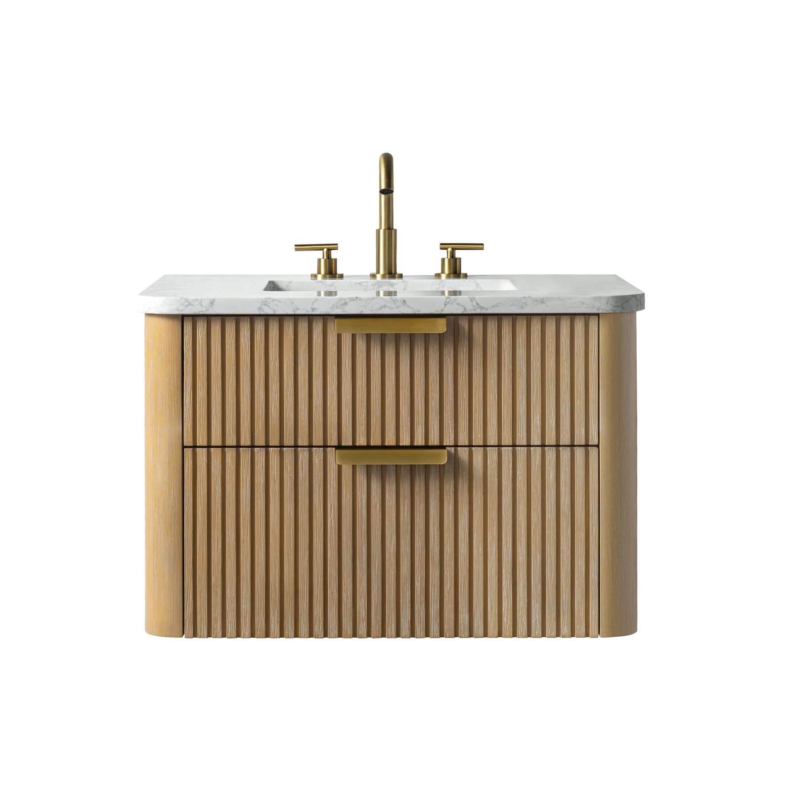 Liljan 30" Oak Single Bathroom Vanity, Classic Oak/Brushed Bronze
