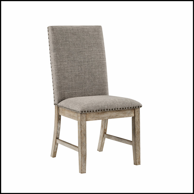 Ensemble de 2 chaises d'appoint rembourrées avec dossier et garniture cloutée avec finition brun gris