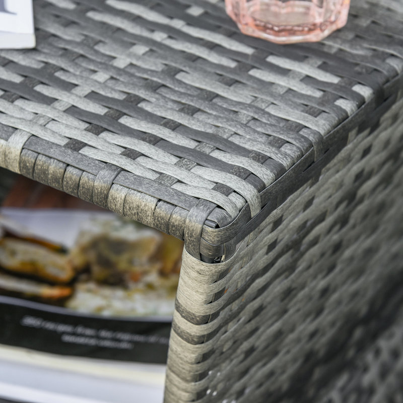 Table d'appoint - Trou de parasol et rangement à 2 niveaux pour les espaces extérieurs
