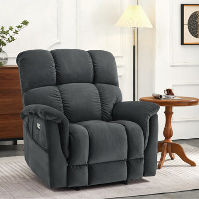 Large-Wide Power Recliner Lift Chair with Massage and Dual Heating, Infinite Position, Fabric