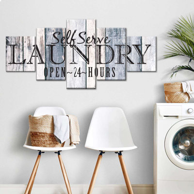 Ensemble de 5 pièces inspirantes et typographiques 24 heures de lessive sur toile