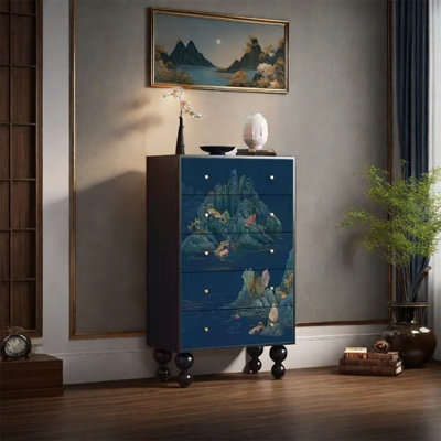 Armoire de rangement en noyer avec poignées rétro