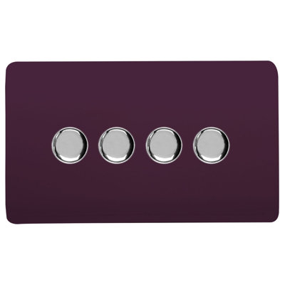 Trendi Switch 4 Gang 1 or 2 way 100w Rotary LED Dimmer Light Switch