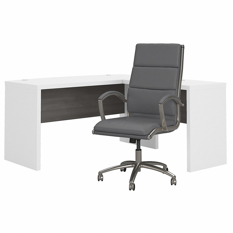 Echo L Shaped Bow Front Desk With High Back Chair