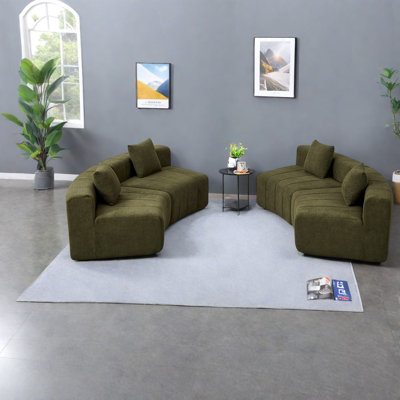 Ensemble de salon modulaire courbé à compression, canapé modulaire 4 places en mousse chenille