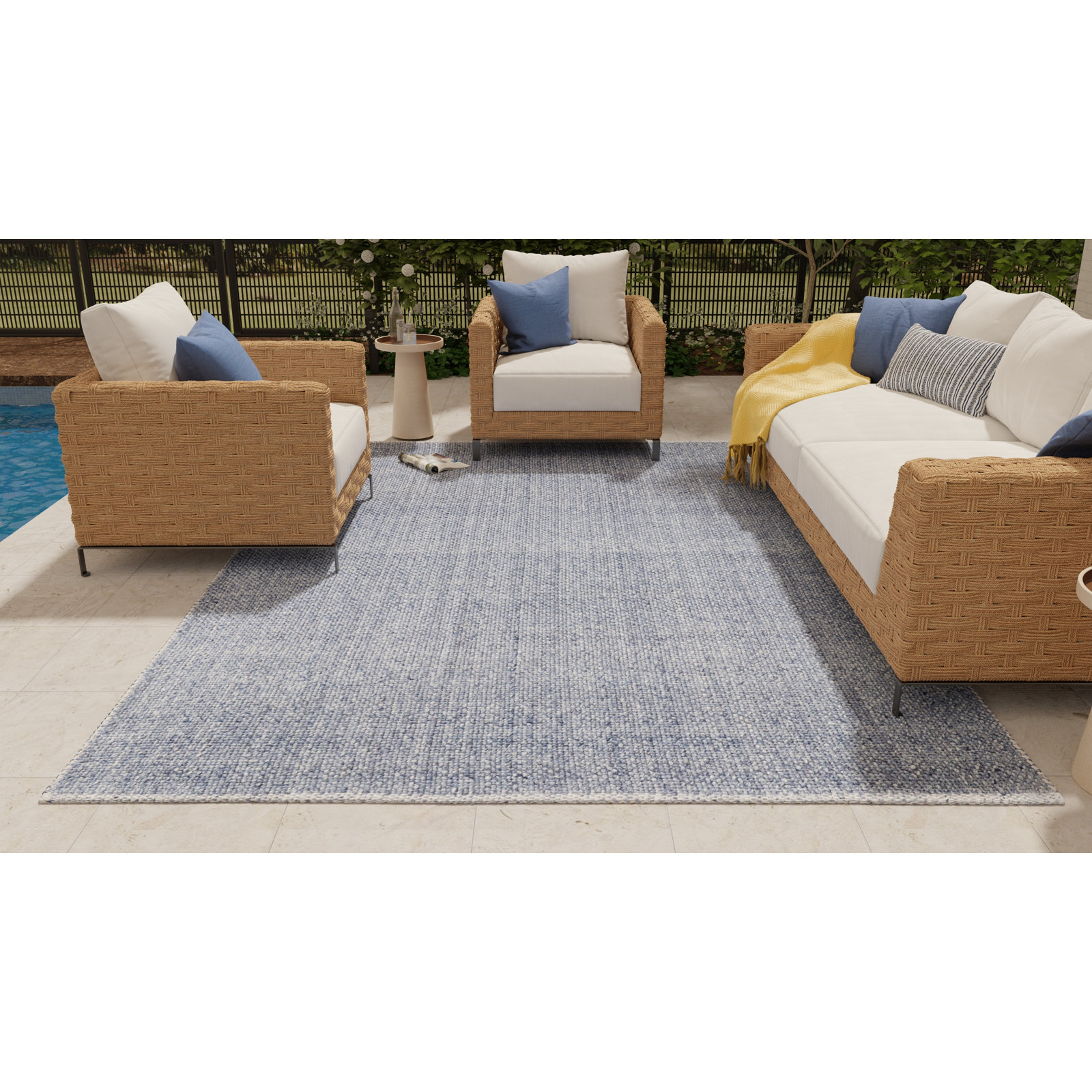 Fleurette Handmade Blue Rug, Rectangle 12' x 15'