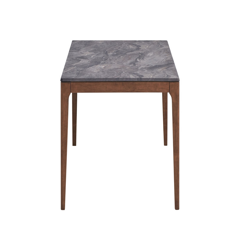 Table de salle à manger avec plateau en pierre d'ingénierie et finition noyer