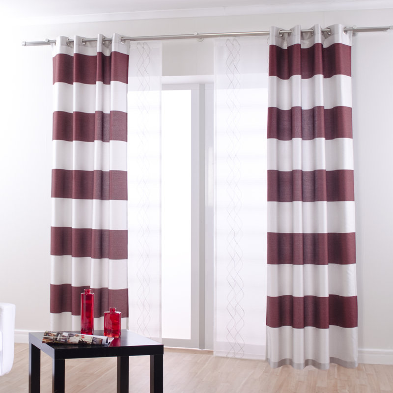 Sabang Room Darkening Curtain, Red and silver