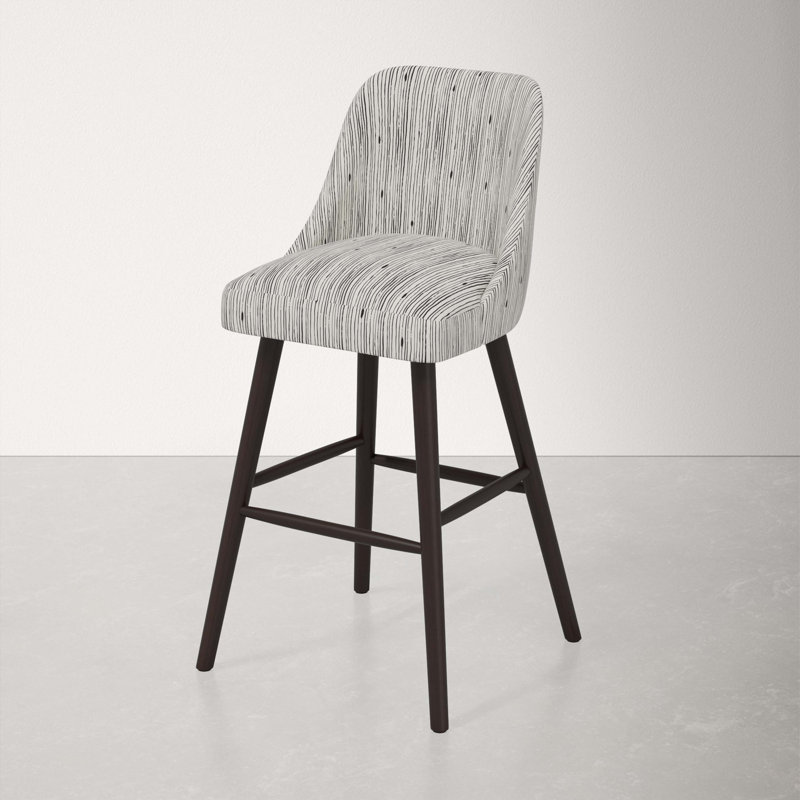Tabouret de bar et de comptoir Gallie, Tabouret de bar (siège d'une hauteur de 31 po), Espresso, Encre à rayures Shibori