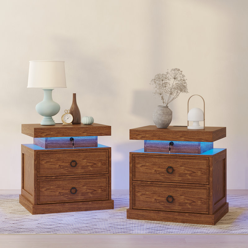 49.8cm W Bedside Table, Brown