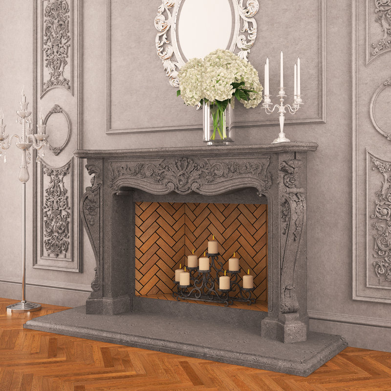Concrete Fireplace Surround, Old World-Gray