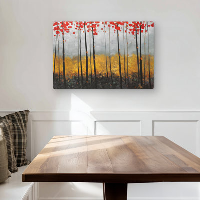 Abstract Landscape - Trees Black Metal Print for Home Decor