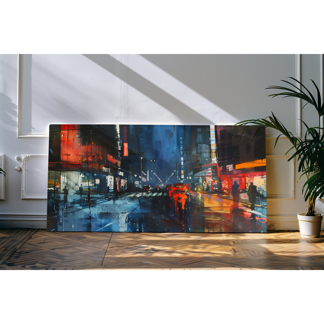 Bilder auf Leinwand 120x60cm Straße bei Nacht Lichter Großstadt Abstrakt