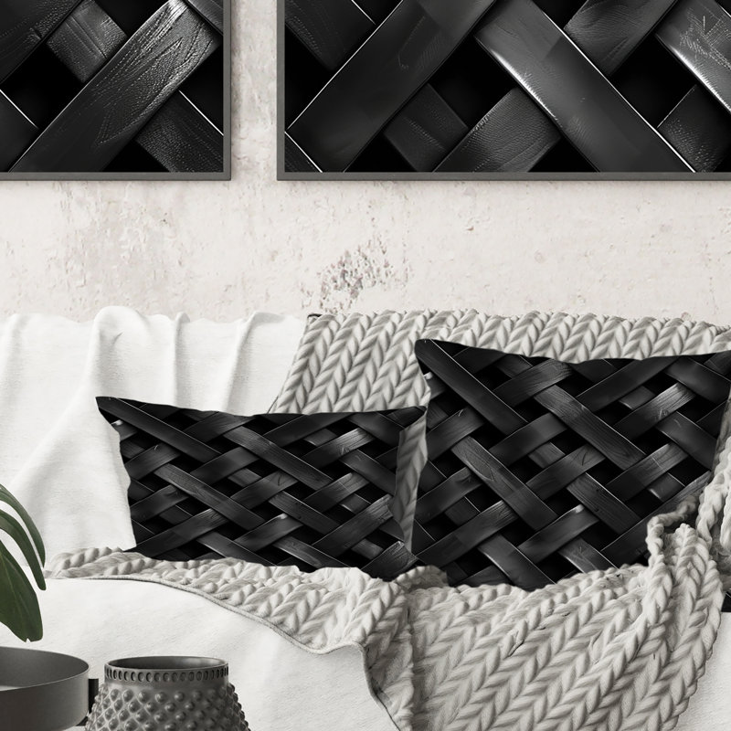 Coussin Black Midcentury Basketweave II - Midcentury, H 16 po x l 16 po