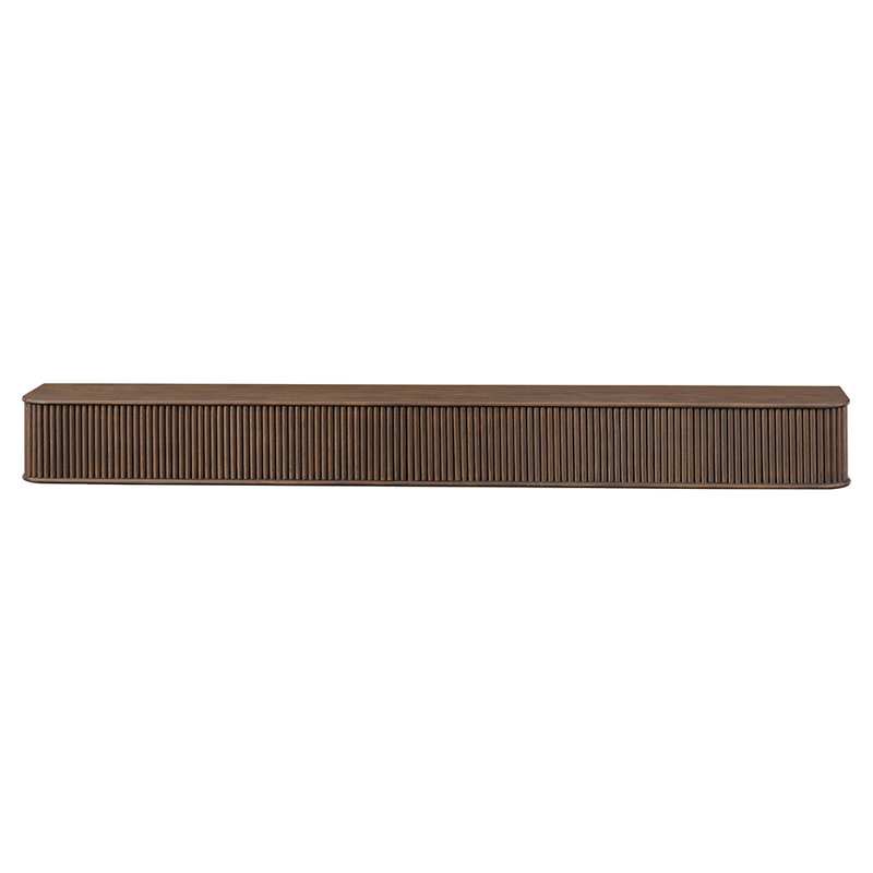 Modern Ember Alfama  Fireplace Wood Mantel Shelf with Fluted “Reed” Details, 60", Umber